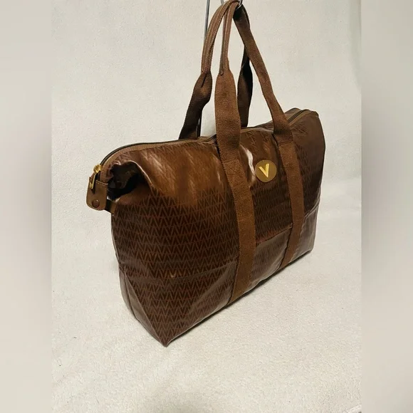 Mario Valentino Soft PVC Monogram Foldable Overnight Travel Tote Bag - Picture 2 of 13